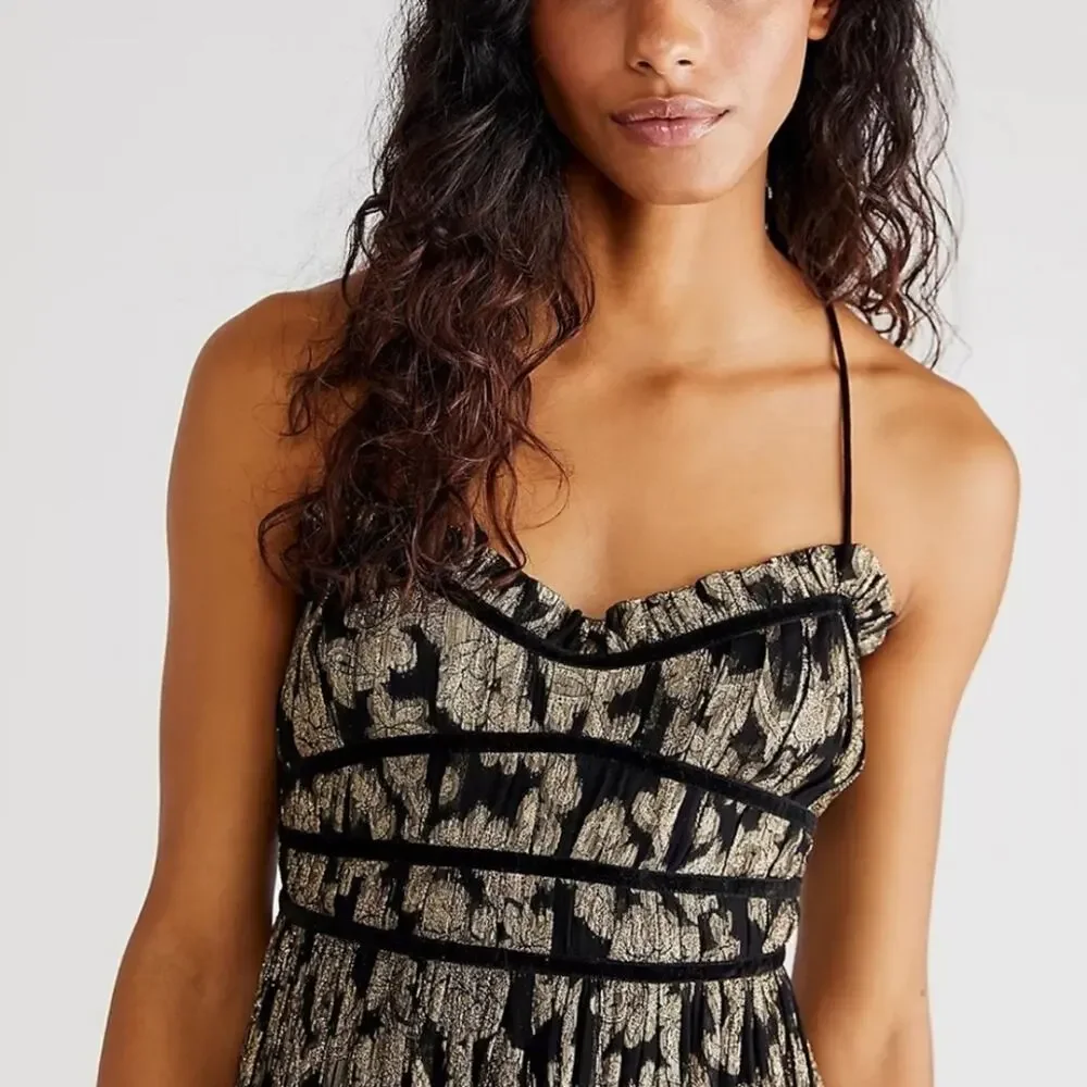Free People $228 Metallic Maxi Dress - Picture 3 of 9